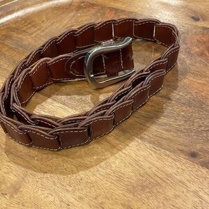 Perry Ellis brown leather belt with silver buckle, size medium